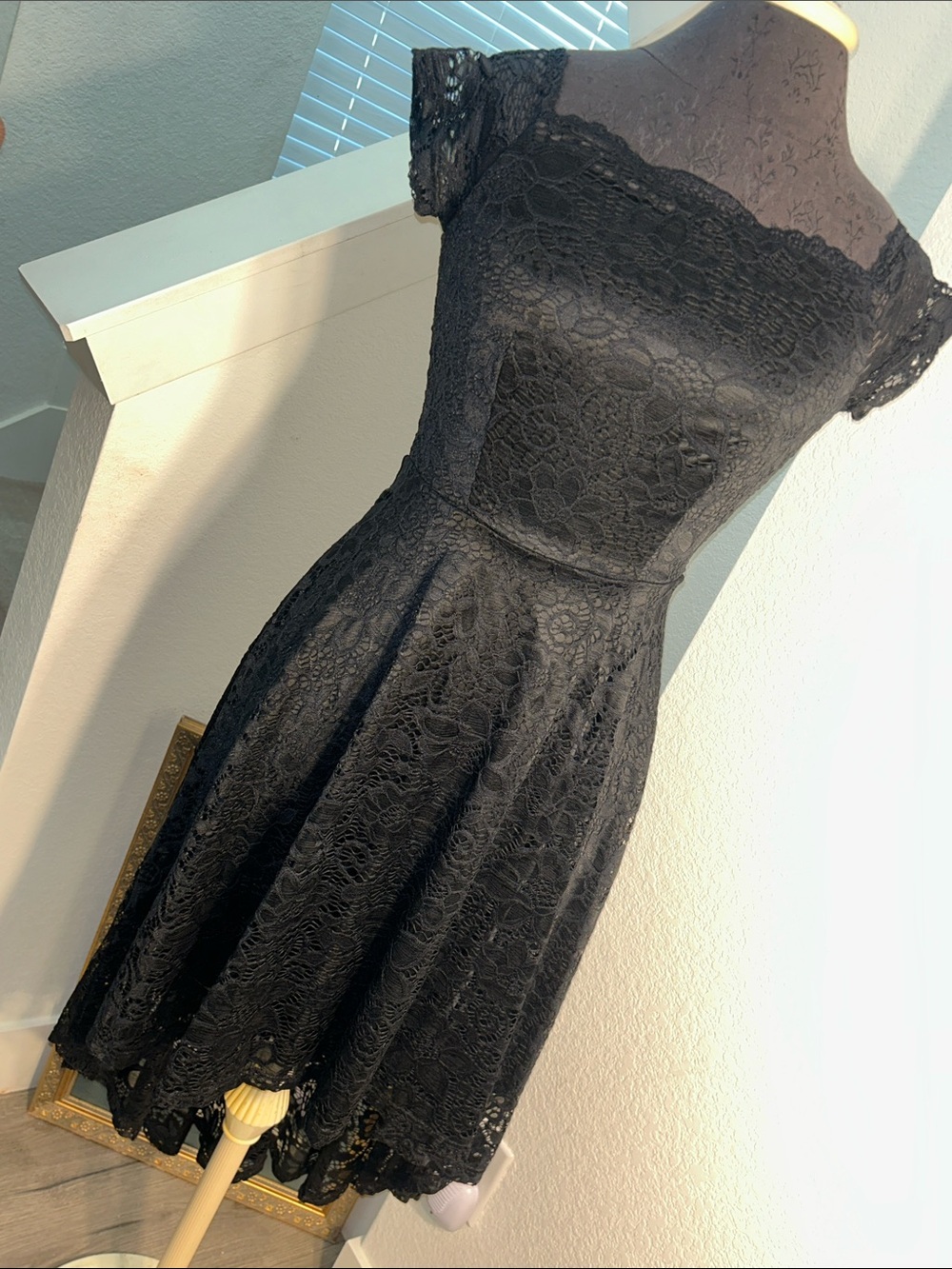 Elegant Black Lace Fit & Flare Dress